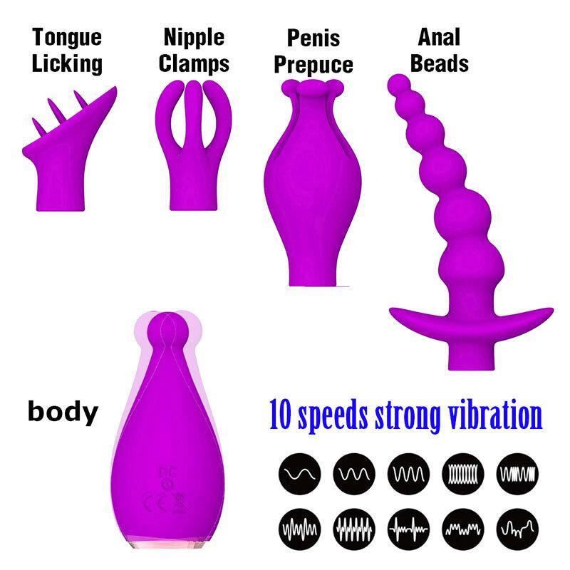 BASIC-X-Angel-vibrator-s-vymenitelnymi-nastavci-5v1-fialovy-4 BASIC X Angel vibrátor s vyměnitelnými nástavci 5v1 fialový