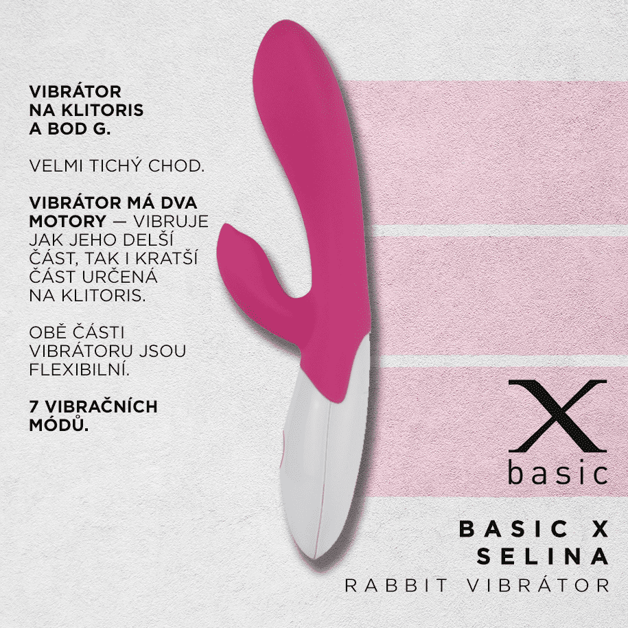 BASIC-X-Selina-Rabbit-vibrator-ruzovy-2 BASIC X Selina Rabbit vibrátor růžový