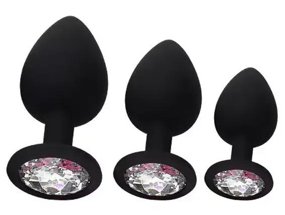 BASIC-X-ShinyBlack-silikonovy-analni-kolik-s-kaminkem-S-2 BASIC X ShinyBlack - silikonový anální kolík s kamínkem S
