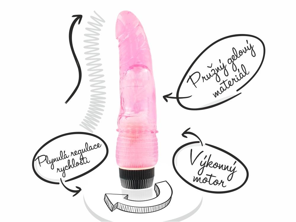 BASICX-Toreador-Gelovy-realisticky-vibrator-ruzovy-2 BASICX Toreador - Gelový realistický vibrátor růžový