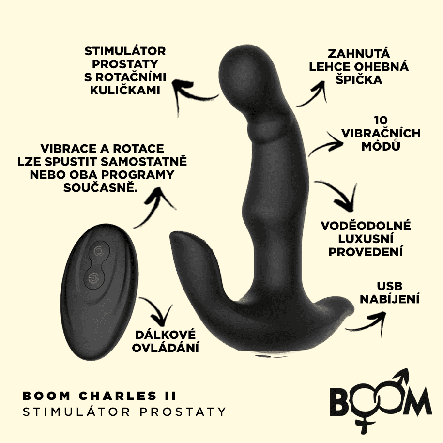 BOOM-Charles-II-stimulator-prostaty-na-dalkove-ovladani-cerny-2 BOOM Charles II stimulátor prostaty na dálkové ovládání - černý