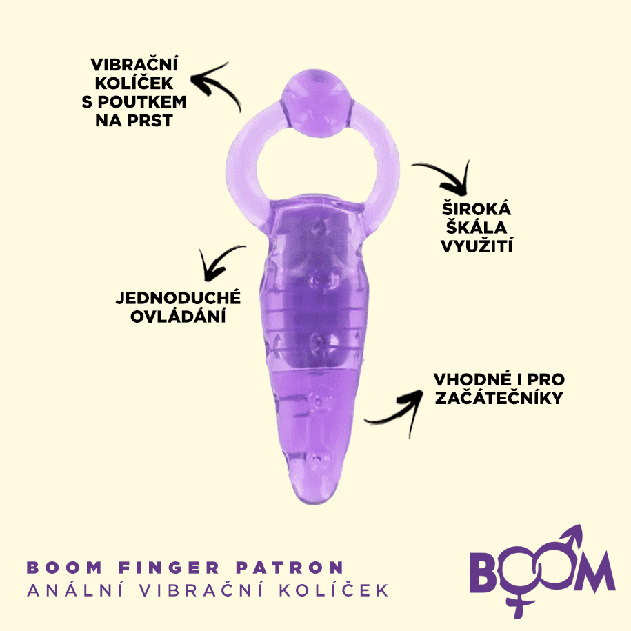 BOOM-Finger-Patron-analni-kolicek-vibracni-fialovy-2 BOOM Finger Patron anální kolíček vibrační fialový