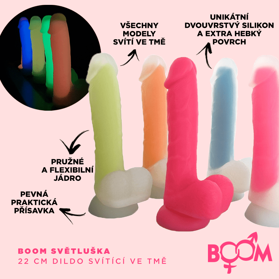 BOOM-Svetluska-dildo-svitici-ve-tme-22cm-2 BOOM Světluška dildo svítící ve tmě 22cm