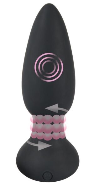 Black Velvets Remote Controlled Silicone Rotating & Vibrating Plug
