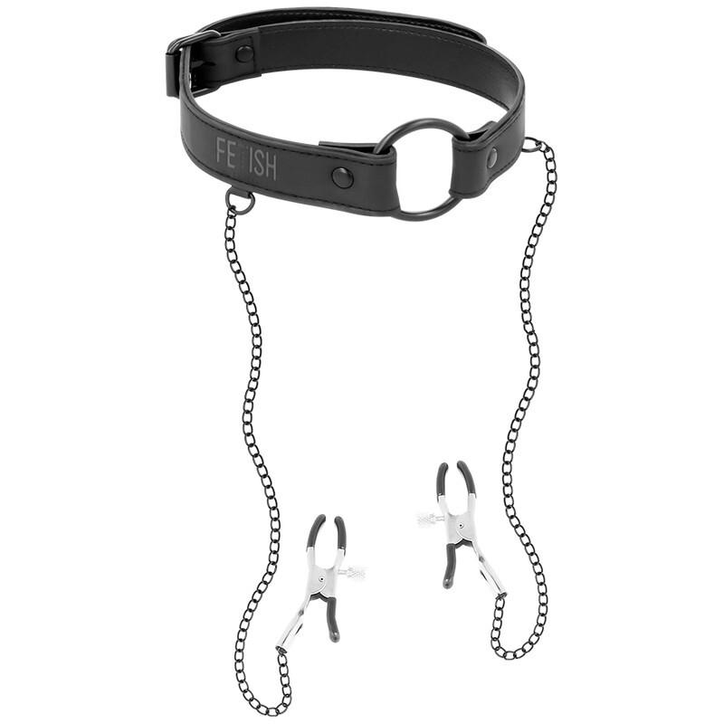 Fetish-Submissive-obojek-se-svorkami-na-bradavky Fetish Submissive obojek se svorkami na bradavky