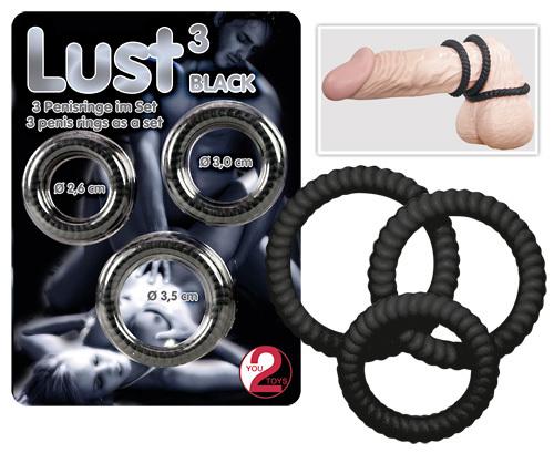 Lust-three-krouzky-na-penis-cerne Lust three kroužky na penis - černé