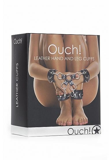 Ouch-Kozena-pouta-na-ruce-a-nohy-cerna-4 Ouch! Kožená pouta na ruce a nohy - černá