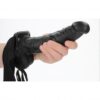 Realrock Hollow Strap-on dutý připínací penis s varlaty 18 cm - černý