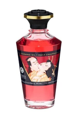 Shunga Hřejivý masážní olej s afrodiziaky - jahody/šampaňské 100 ml