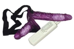 Strap-On Duo Vibrační připínací penis - fialový