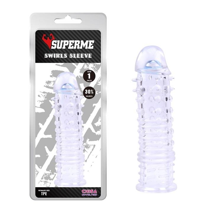 SuperMe-Swirls-prodluzujici-navlek-na-penis-ciry-8 SuperMe Swirls prodlužující návlek na penis čirý