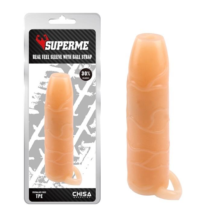 SuperMe-rozsirujici-navlek-na-penis-s-otevrenou-spickou-telovy-2 SuperMe rozšiřující návlek na penis s otevřenou špičkou tělový
