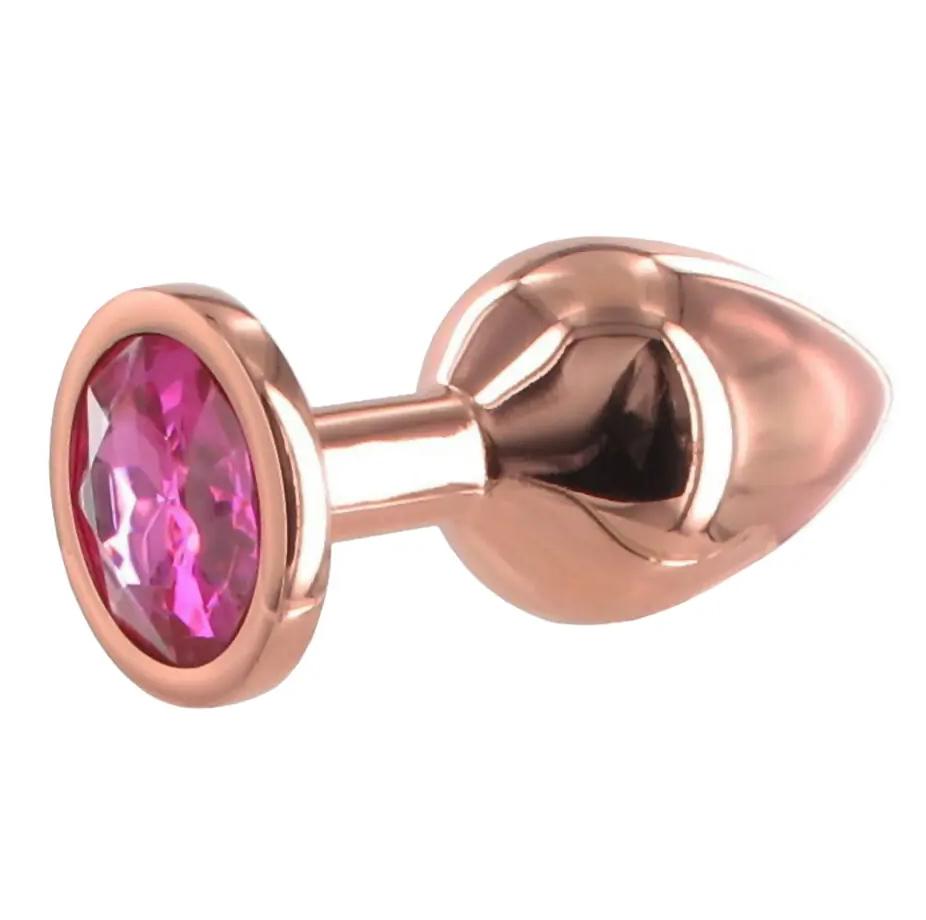BASIC-X-Rosegold-kovovy-analni-kolik-s-kaminkem-ruzovy-vel.-M BASIC X Rosegold kovový anální kolík s kamínkem růžový vel. M