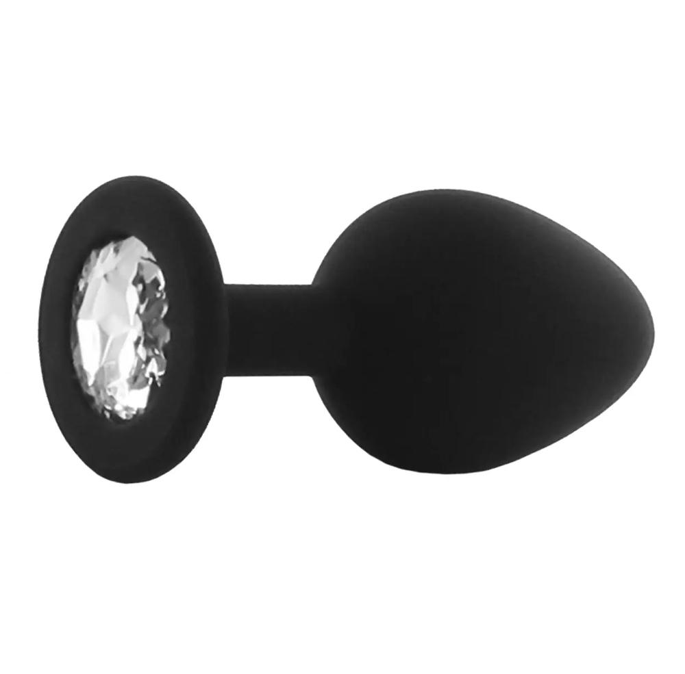 BASIC-X-ShinyBlack-silikonovy-analni-kolik-s-kaminkem-M BASIC X ShinyBlack - silikonový anální kolík s kamínkem M