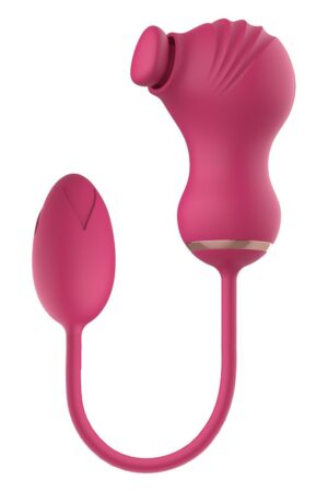 Essentials Duální stimulátor s vibračním vajíčkem - růžový