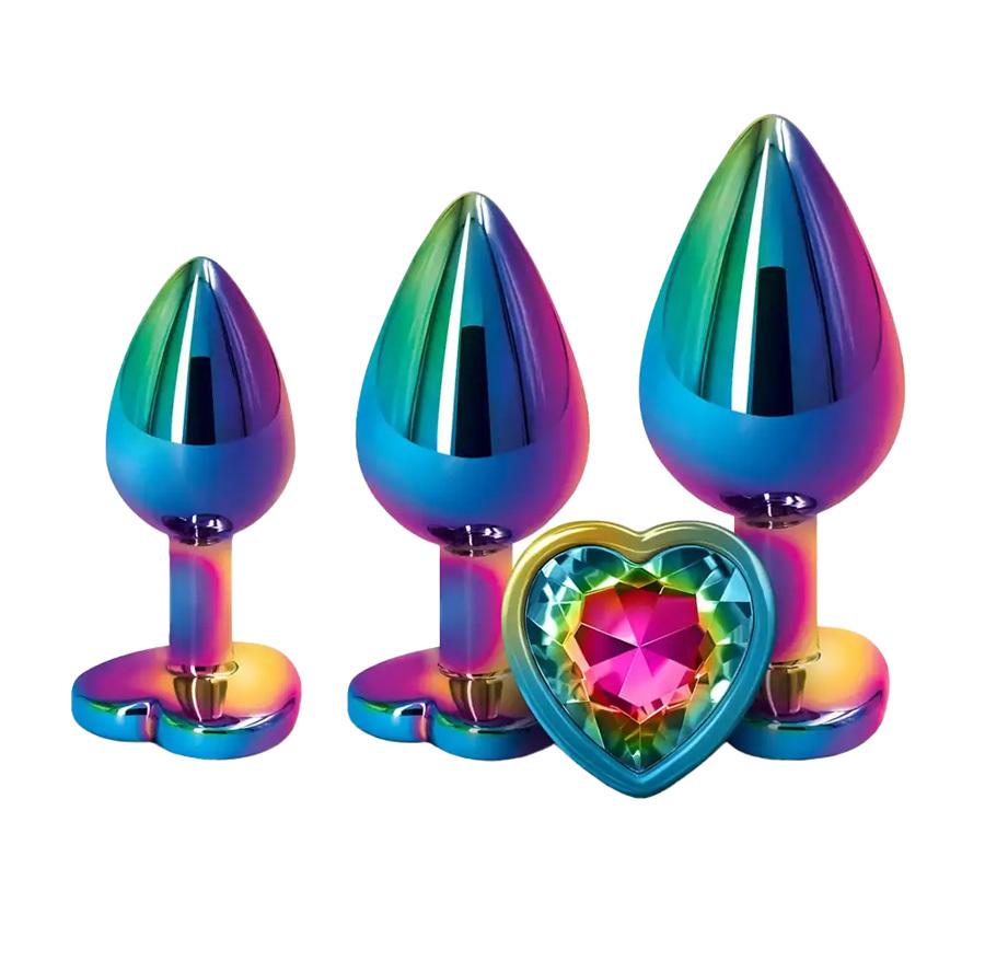 REAR-Set-analnich-koliku-Multicolor-Rainbow-Heart REAR Set análních kolíků Multicolor Rainbow Heart