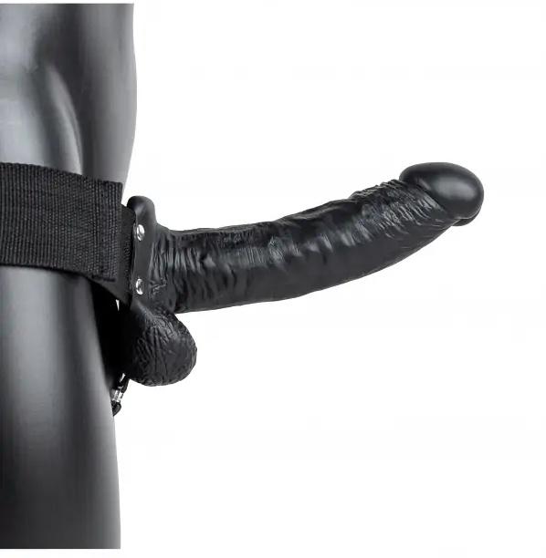 Realrock-Hollow-Strap-on-duty-pripinaci-penis-s-varlaty-18-cm-cerny Realrock Hollow Strap-on dutý připínací penis s varlaty 18 cm - černý