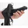 Realrock Vibrating Hollow Strap-on dutý připínací penis s varlaty 18 cm - černý