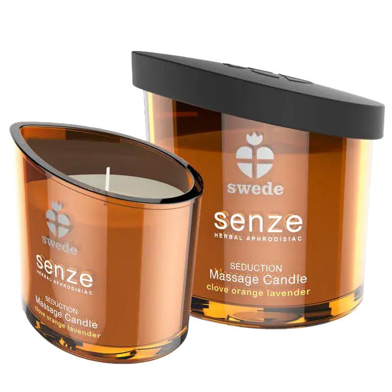 SENZE-Eroticko-relaxacni-masazni-svicka-hrebicek-pomeranc-levandule-50-ml SENZE Eroticko-relaxační masážní svíčka - hřebíček