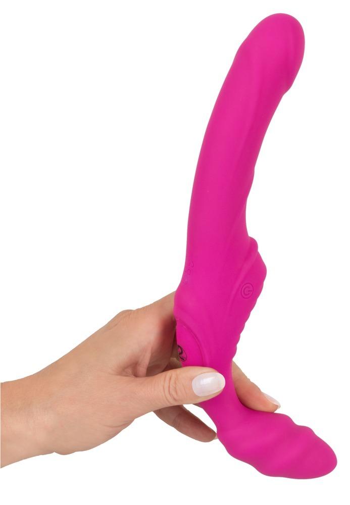 Strapless-Strap-On-2-vibrator-s-dalkovym-ovladanim-ruzovy-4 Strapless Strap-On 2 vibrátor s dálkovým ovládáním - růžový