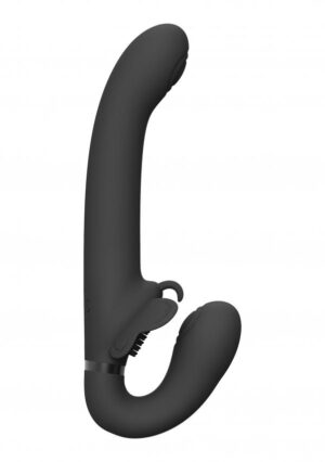 VIVE Satu Pulzační a vibrační strap-on - černý