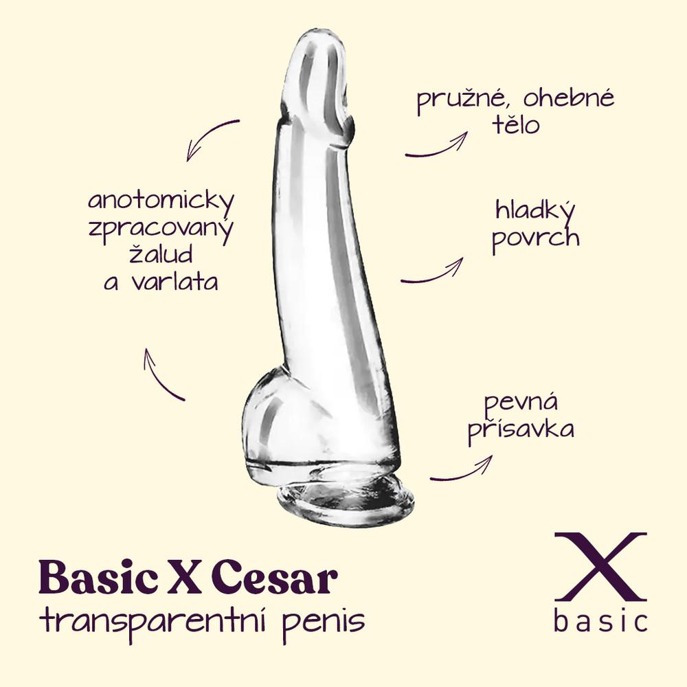 BASIC-X-Cesar-transparentni-penis-s-prisavkou-XL-2 BASIC X Cesar transparentní penis s přísavkou XL