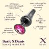 BASIC X Dante kovový anální kolík s kamínkem růžový vel. S