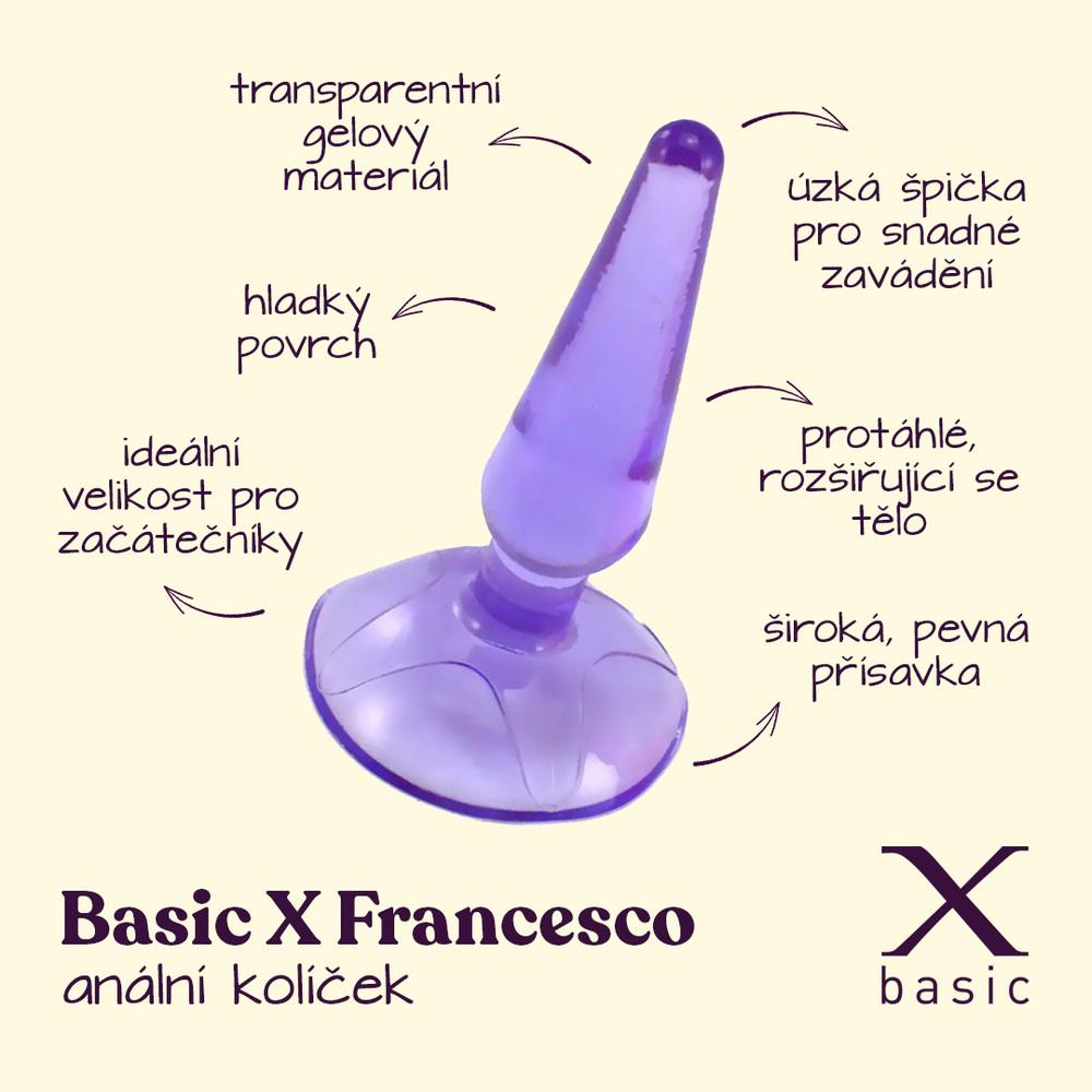 BASIC-X-Francesco-analni-kolicek-s-prisavkou-fialovy-2 BASIC X Francesco anální kolíček s přísavkou fialový