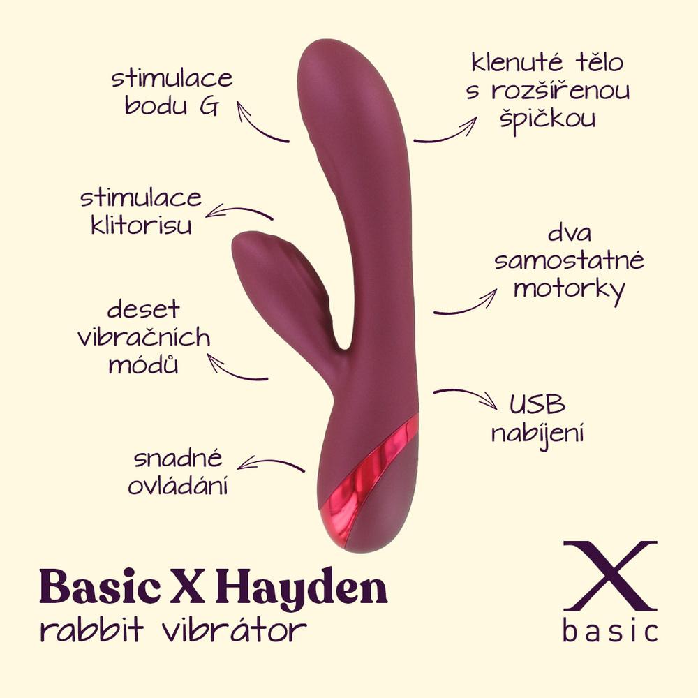 BASIC-X-Hayden-rabbit-vibrator-cerveny-2 BASIC X Hayden rabbit vibrátor červený