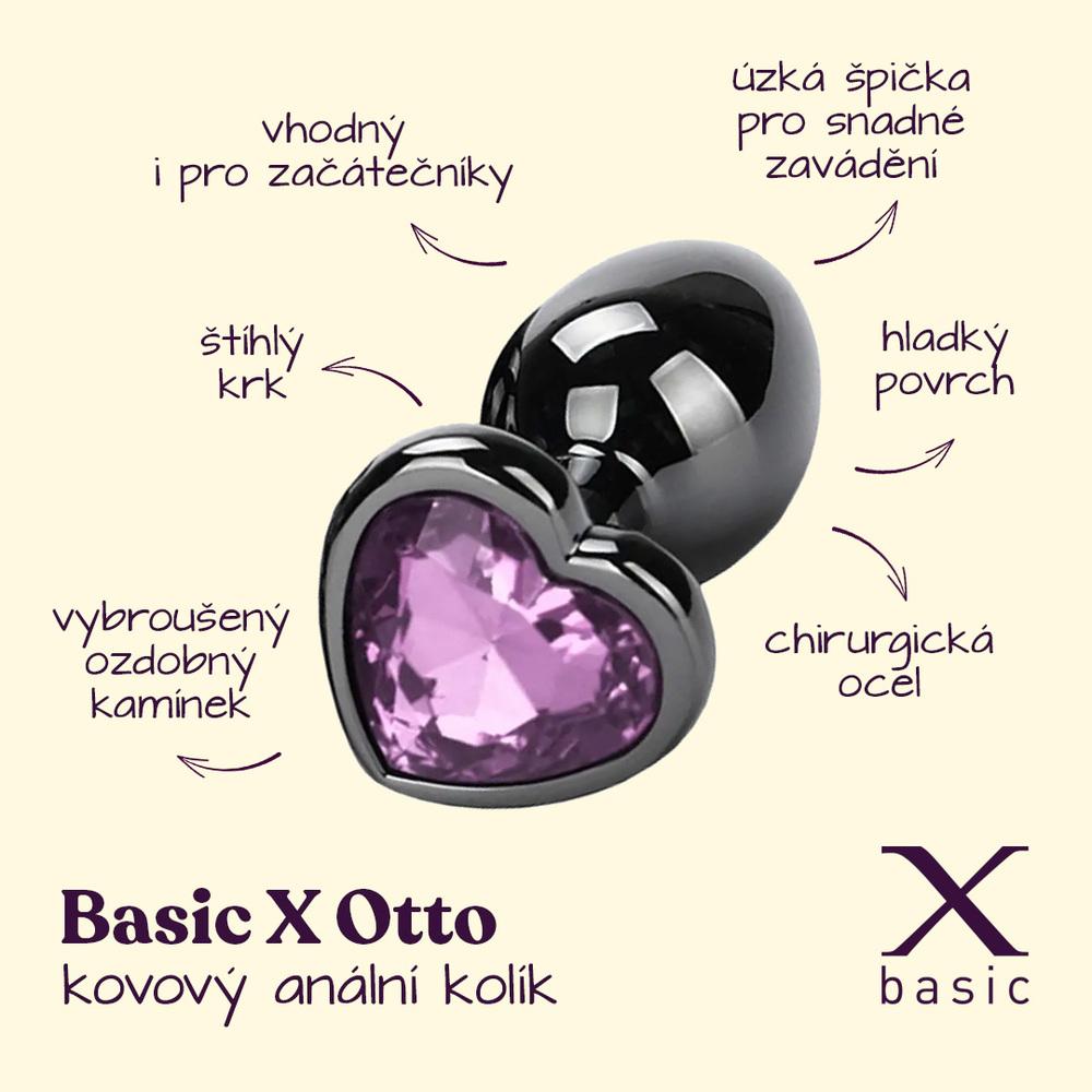BASIC-X-Otto-kovovy-analni-kolik-s-kaminkem-S-ruzovy-2 BASIC X Otto kovový anální kolík s kamínkem S růžový