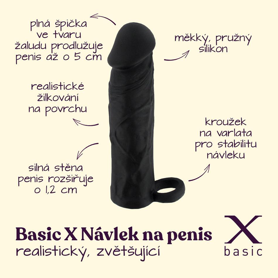 BASIC-X-Realisticky-zvetsujici-navlek-na-penis-M-cerny-2 BASIC X Realistický zvětšující návlek na penis M - černý