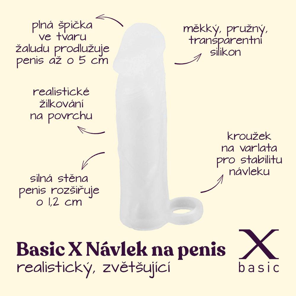 BASIC-X-Realisticky-zvetsujici-navlek-na-penis-M-transparentni-2 BASIC X Realistický zvětšující návlek na penis M - transparentní