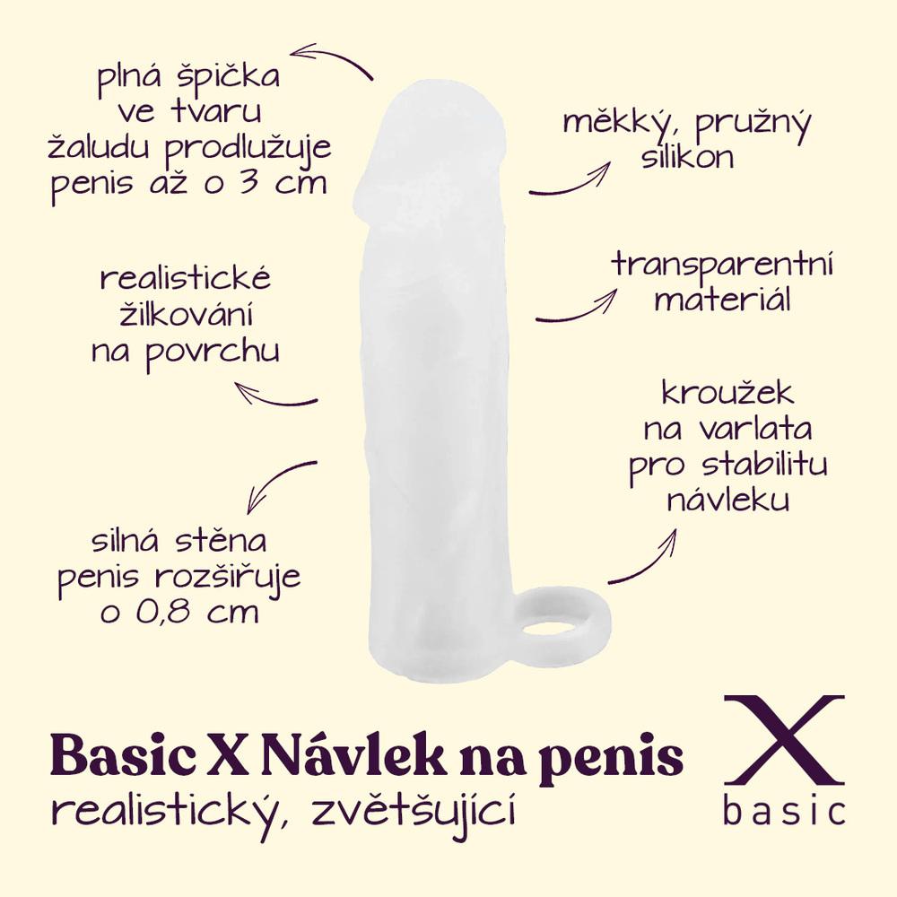 BASIC-X-Realisticky-zvetsujici-navlek-na-penis-S-transparentni-2 BASIC X Realistický zvětšující návlek na penis S - transparentní