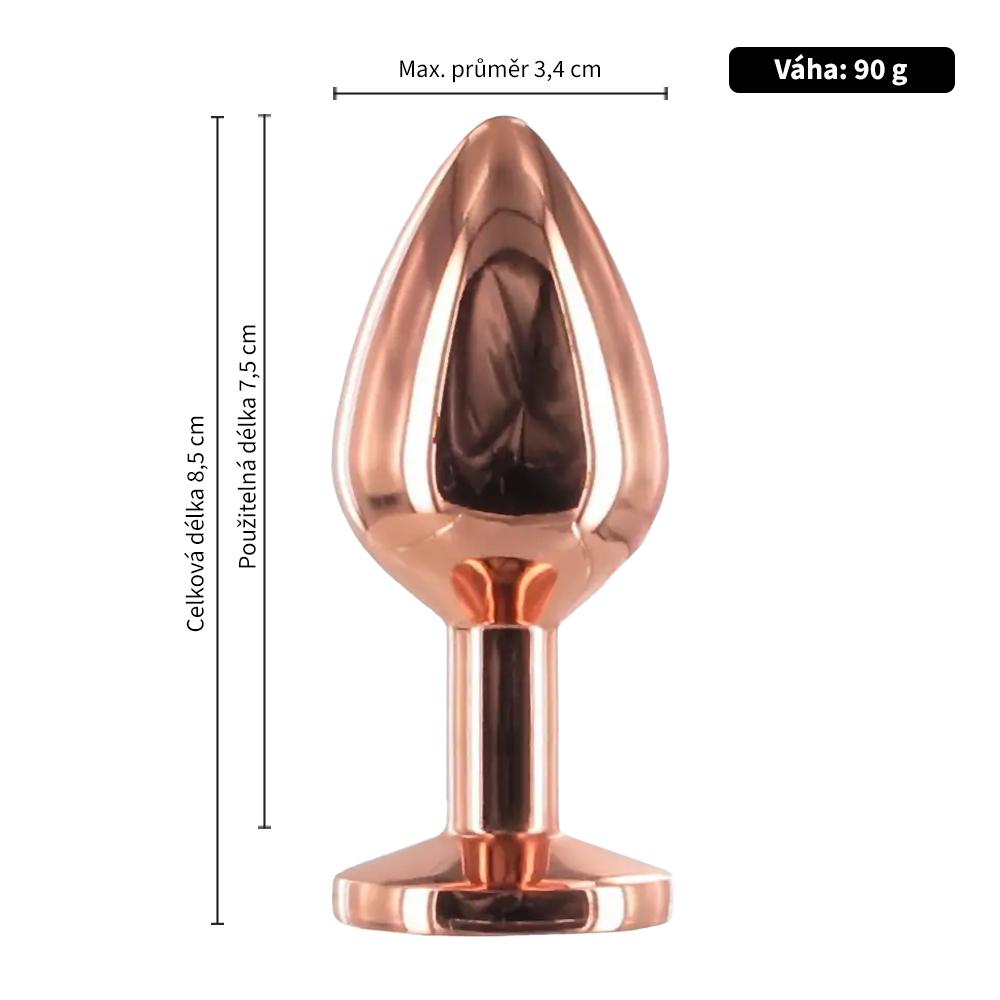 BASIC-X-Rosegold-kovovy-analni-kolik-s-kaminkem-ruzovy-vel.-M-4 BASIC X Rosegold kovový anální kolík s kamínkem růžový vel. M