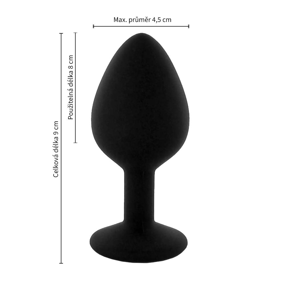 BASIC-X-ShinyBlack-silikonovy-analni-kolik-s-kaminkem-L-4 BASIC X ShinyBlack - silikonový anální kolík s kamínkem L