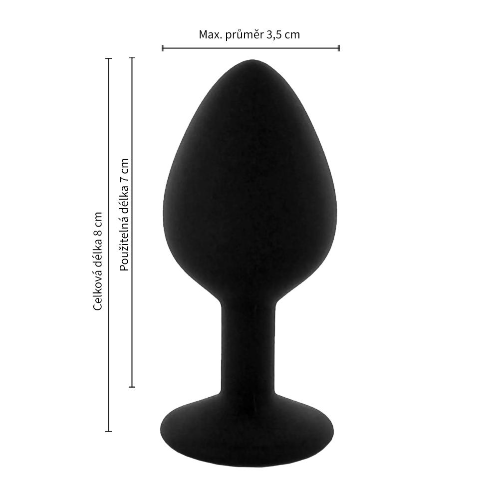 BASIC-X-ShinyBlack-silikonovy-analni-kolik-s-kaminkem-M-4 BASIC X ShinyBlack - silikonový anální kolík s kamínkem M