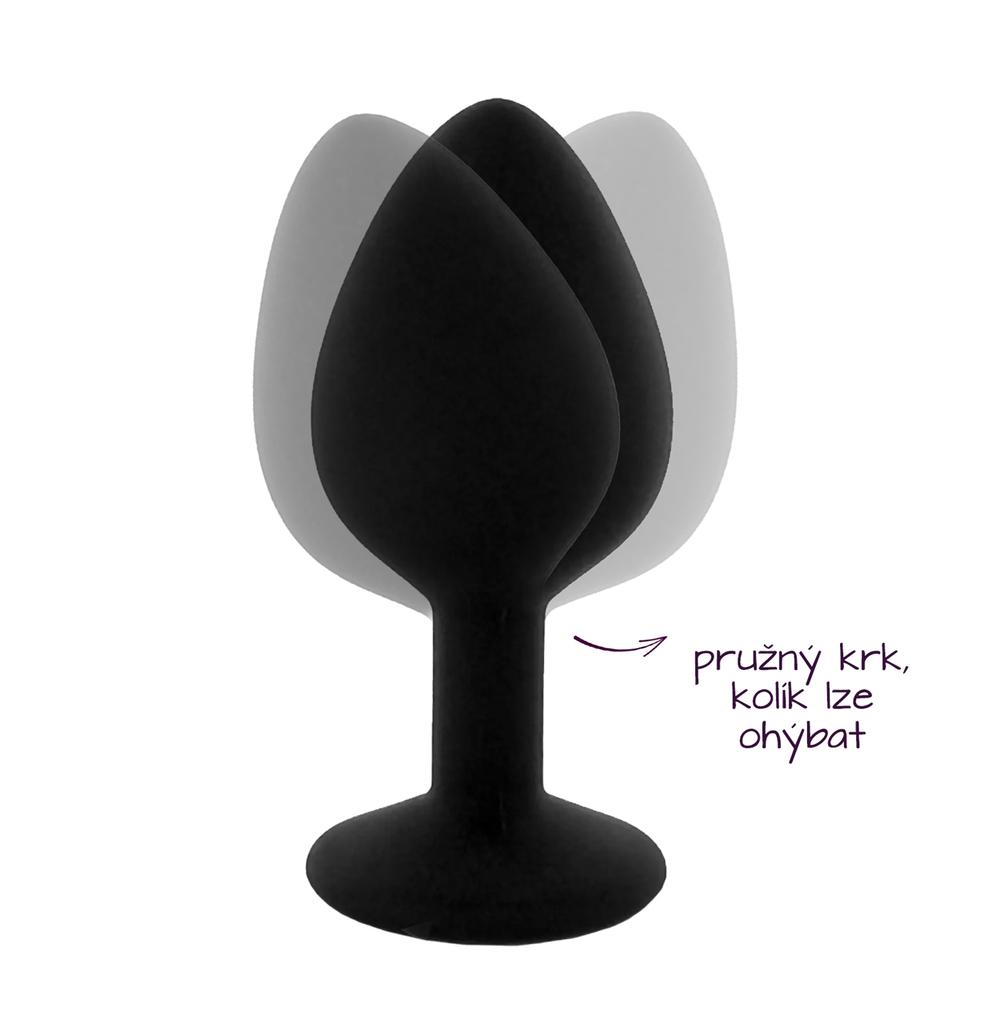BASIC-X-ShinyBlack-silikonovy-analni-kolik-s-kaminkem-M-6 BASIC X ShinyBlack - silikonový anální kolík s kamínkem M
