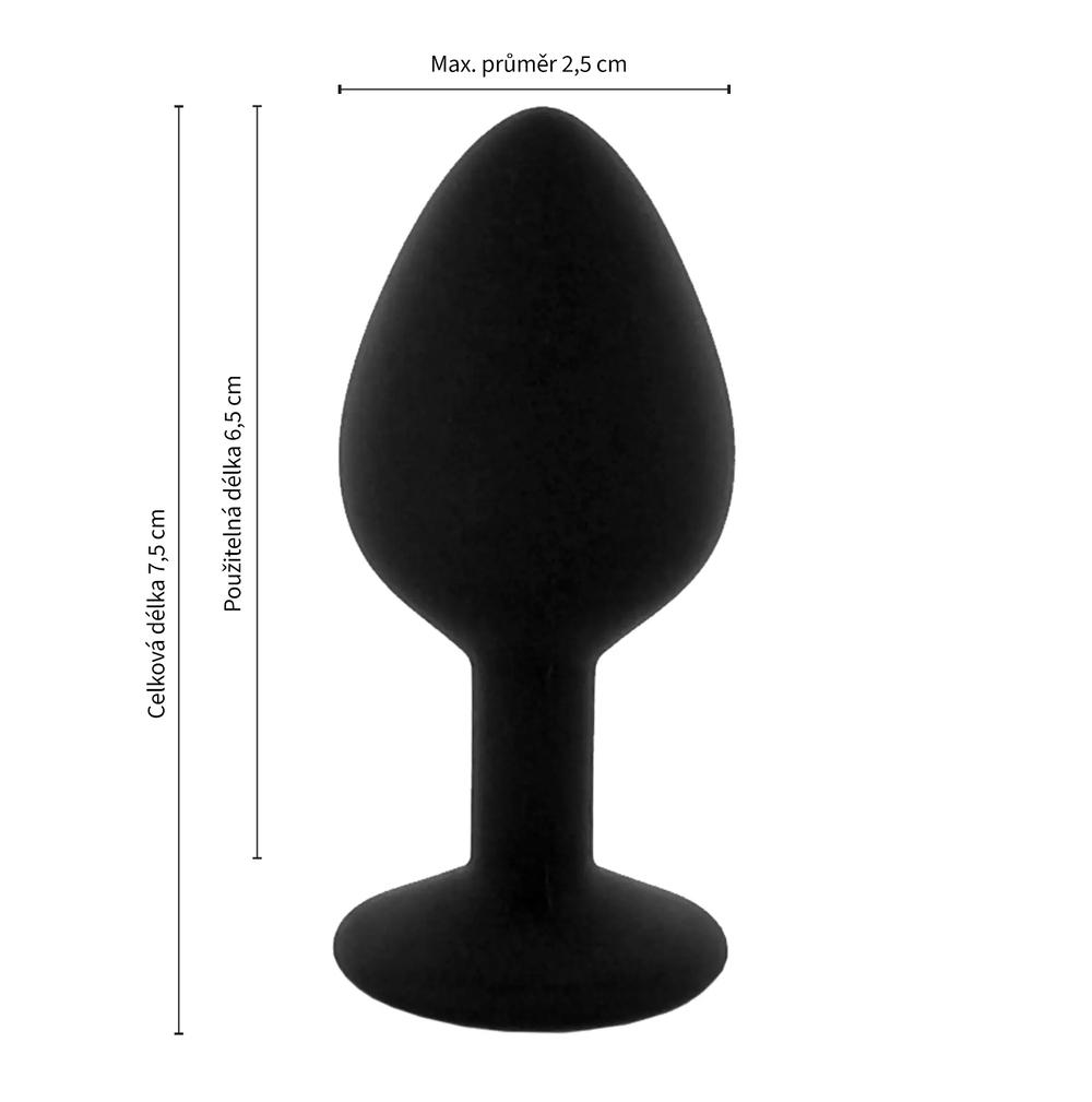 BASIC-X-ShinyBlack-silikonovy-analni-kolik-s-kaminkem-S-4 BASIC X ShinyBlack - silikonový anální kolík s kamínkem S