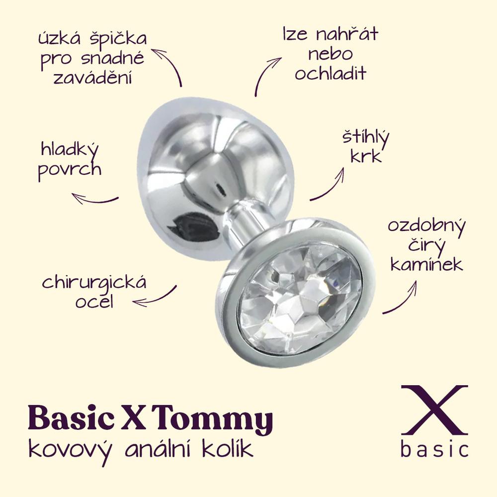 BASIC-X-Tommy-kovovy-analni-kolik-s-cirym-kaminkem-2 BASIC X Tommy kovový anální kolík s čirým kamínkem