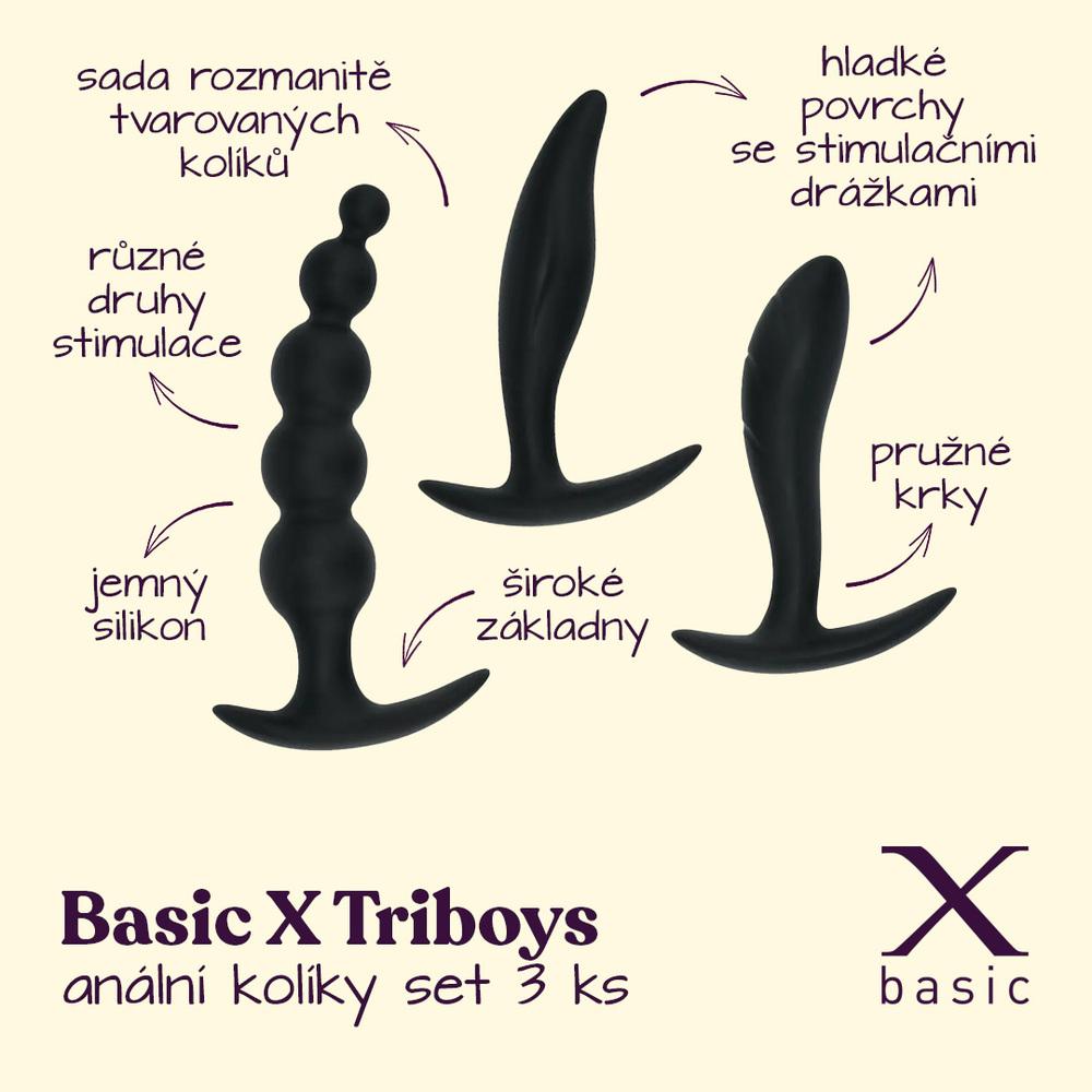 BASIC-X-TriBoys-analni-koliky-nevibracni-set-3-ks-cerne-2 BASIC X TriBoys anální kolíky nevibrační set 3 ks černé
