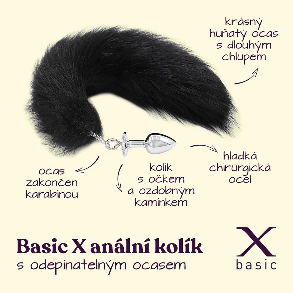 BASIC-X-kovovy-analni-kolik-s-odepinatelnym-ocasem-cerny-2 BASIC X kovový anální kolík s odepínatelným ocasem černý