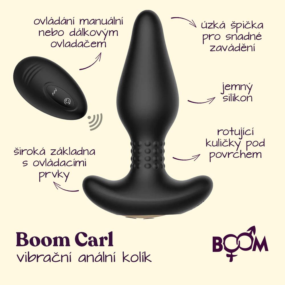 BOOM-Carl-vibracni-analni-kolik-na-dalkove-ovladani-cerny-2 BOOM Carl vibrační anální kolík na dálkové ovládání černý