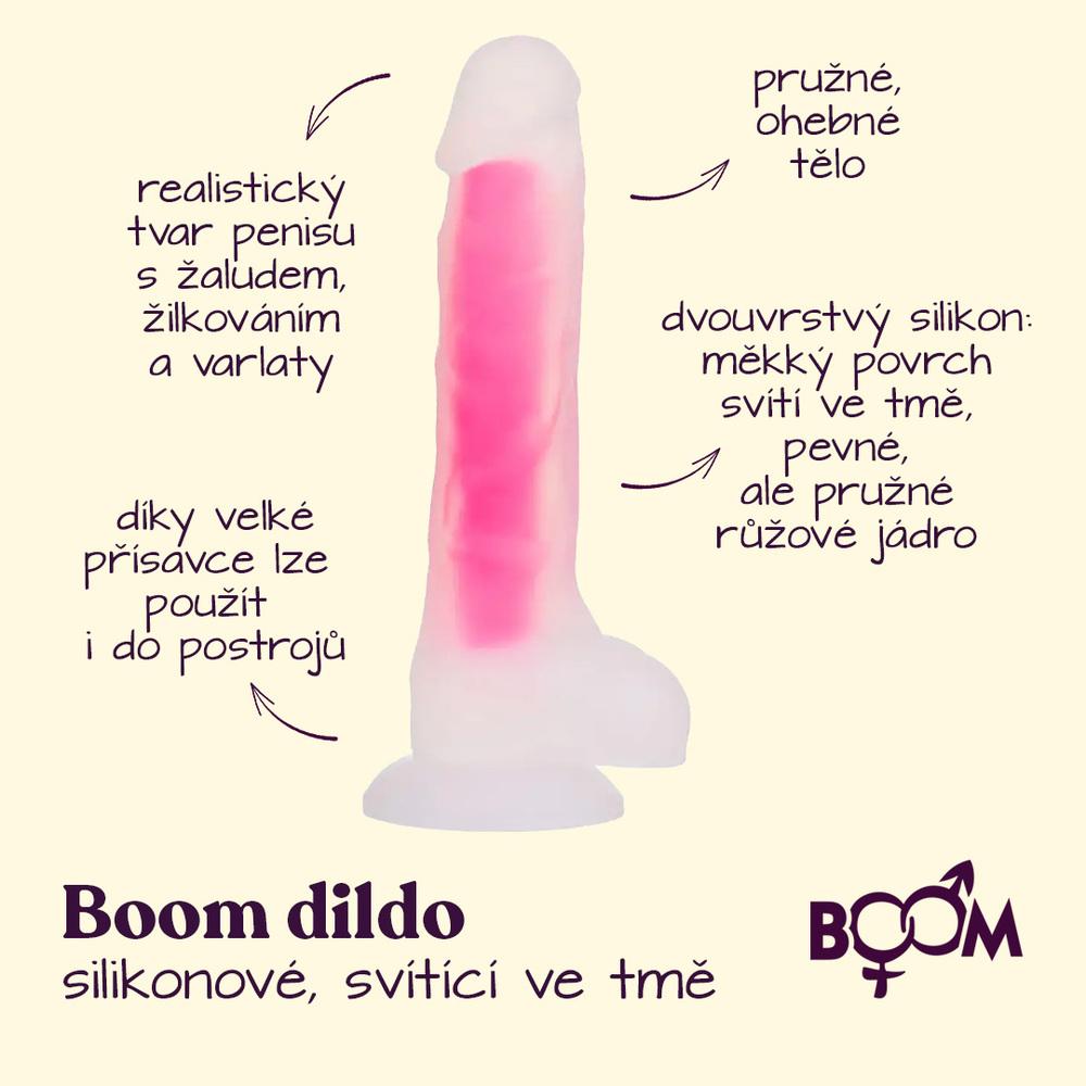 BOOM-silikonove-dildo-svitici-ve-tme-ruzove-2 BOOM silikonové dildo svítící ve tmě růžové