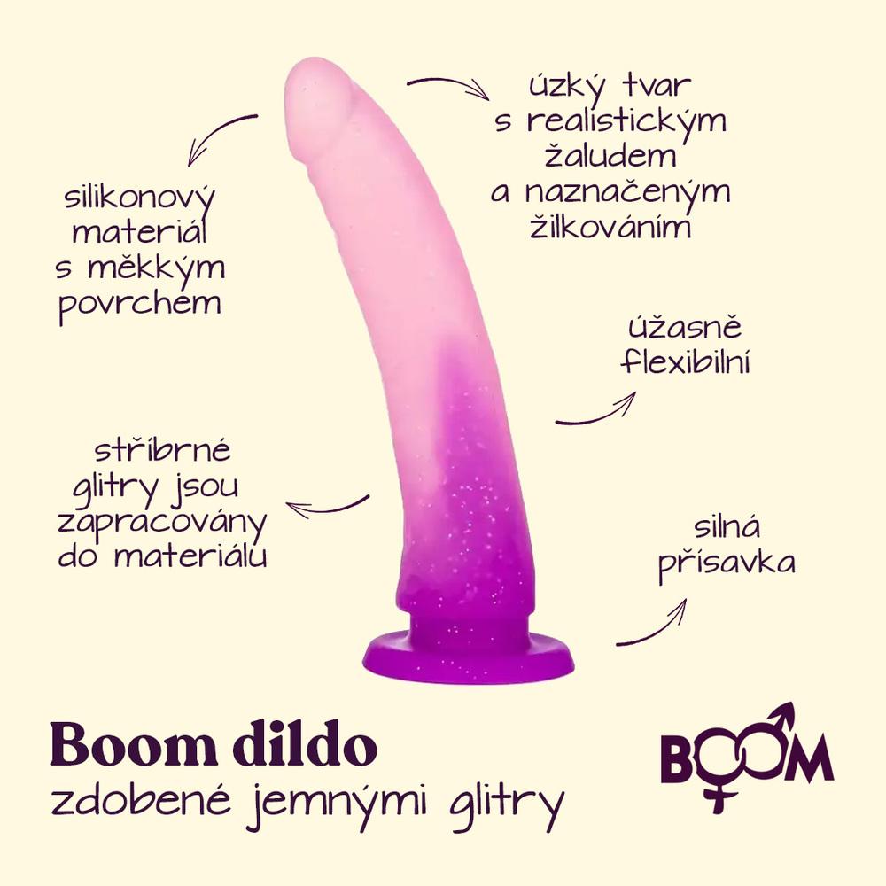 BOOM-silikonove-dildo-zdobene-jemnymi-glitry-2 BOOM silikonové dildo zdobené jemnými glitry