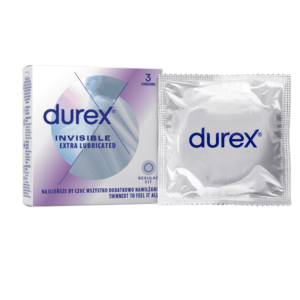 Durex kondomy Invisible Extra Lubricated 3 ks