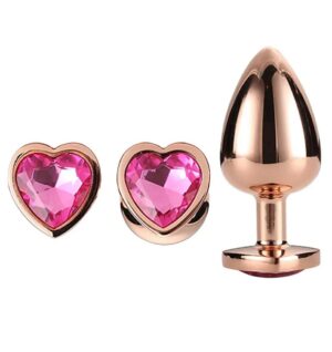Gleaming Love Set análních kolíků rosegold růžové srdce 3ks