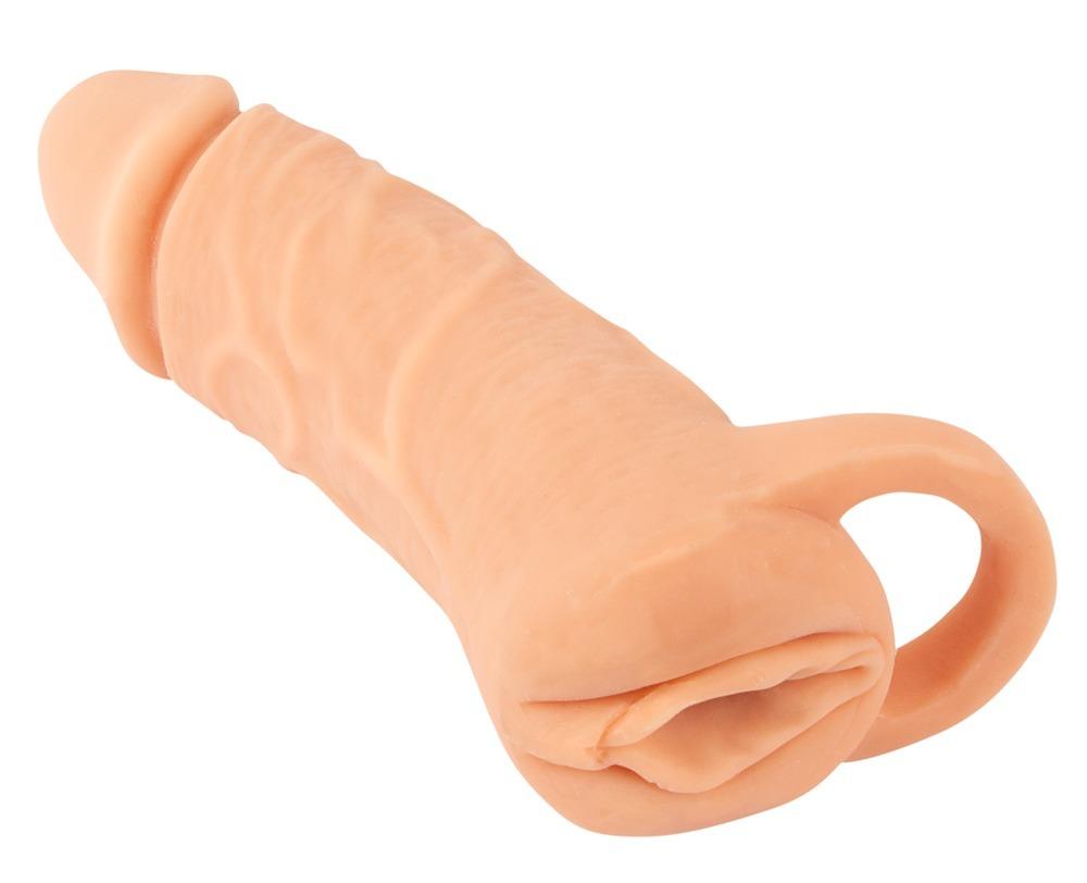 Nature-Skin-2v1-Navlek-na-penis-a-masturbator-185-cm Nature Skin 2v1 Návlek na penis a masturbátor 18