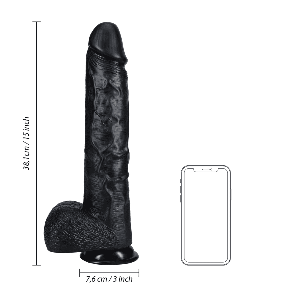 RealRock-Extra-Large-dildo-s-varlaty-38-cm-cerne-4 RealRock Extra Large dildo s varlaty 38 cm - černé