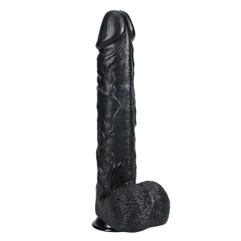 RealRock-Extra-Large-dildo-s-varlaty-38-cm-cerne RealRock Extra Large dildo s varlaty 38 cm - černé