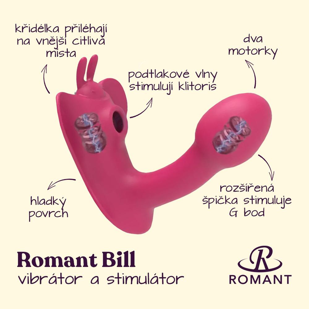 Romant-Bill-vibrator-do-kalhotek-s-podtlakovym-stimulatorem-klitorisu-cerveny-2 Romant Bill vibrátor do kalhotek s podtlakovým stimulátorem klitorisu červený